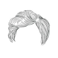 Short female hairstyle. Monochrome sketch on a white background. Vector element for the design.
