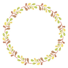 Fototapeta premium Autumn Frame Illustration - wreath of leaves