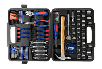 Set of tools in the case, suitcase or tool kit