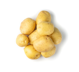 Raw Potatoes Pile Isolated on White Background