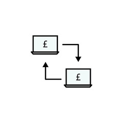 laptop, connection, pound icon. Element of finance illustration. Signs and symbols icon can be used for web, logo, mobile app, UI, UX