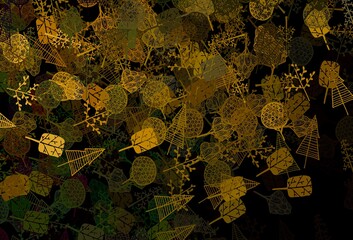 Dark Green, Yellow vector elegant template with trees, branches.