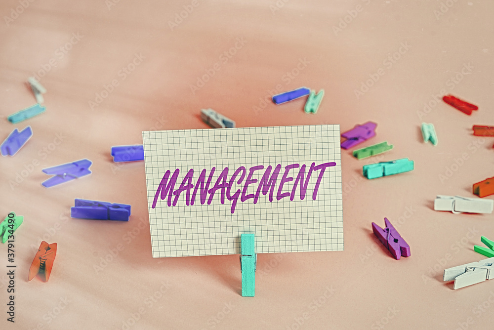 Poster writing note showing managment. business concept for process of dealing with plan, organization and 