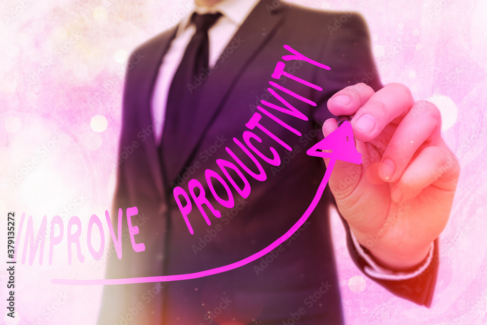 Poster word writing text improve productivity. business photo showcasing to increase the machine and proces