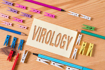 Handwriting text Virology. Conceptual photo branch of science dealing with the variety of viral...