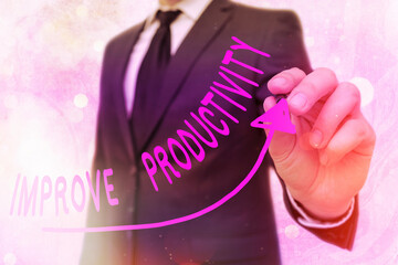 Word writing text Improve Productivity. Business photo showcasing to increase the machine and...