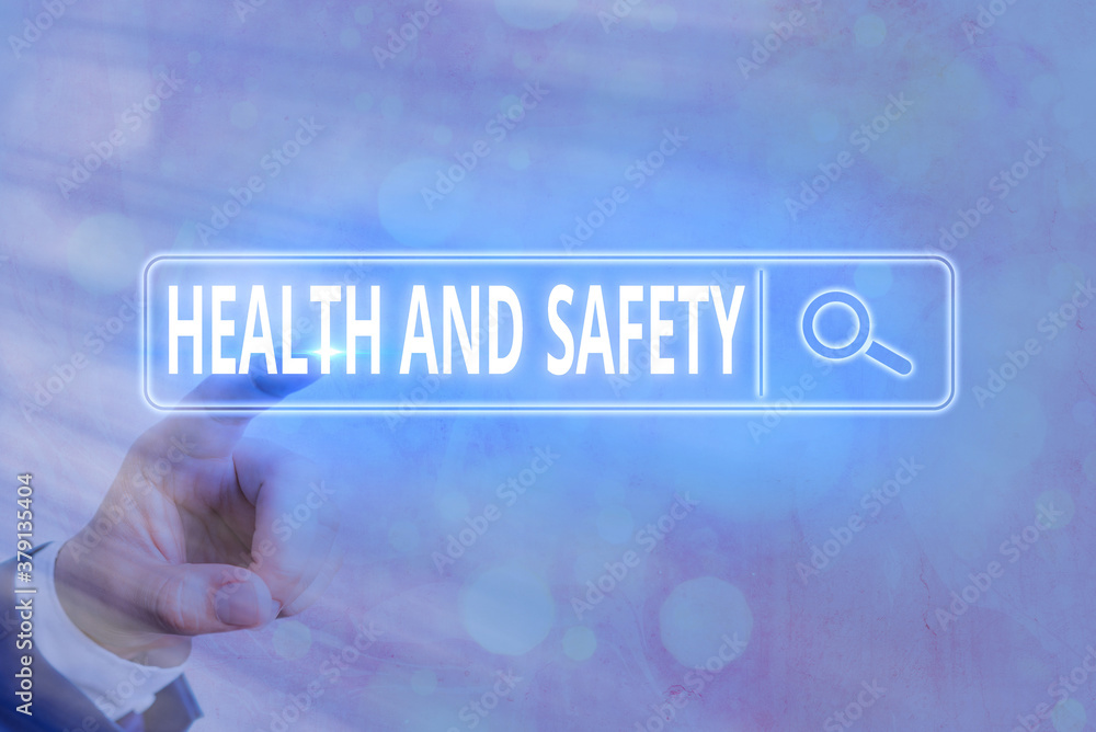 Poster writing note showing health and safety. business concept for procedures intended to prevent accident
