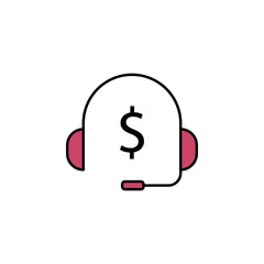 headphones, dollar icon. Element of finance illustration. Signs and symbols icon can be used for web, logo, mobile app, UI, UX