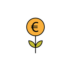 sprout, euro icon. Element of finance illustration. Signs and symbols icon can be used for web, logo, mobile app, UI, UX