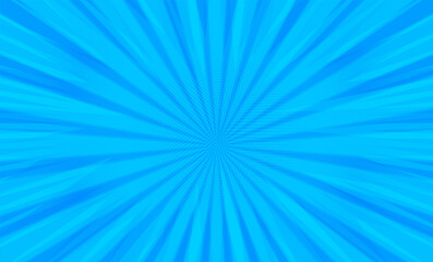 Comic book pop art strip radial on blue background
