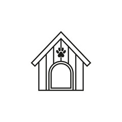 Wooden dog house icon. Vector. Line style.