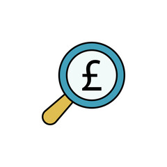 search, magnifier, pound icon. Element of finance illustration. Signs and symbols icon can be used for web, logo, mobile app, UI, UX