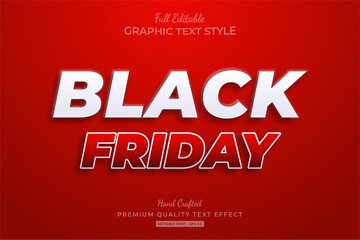 Red White Black Friday Editable Text Style Effect Premium