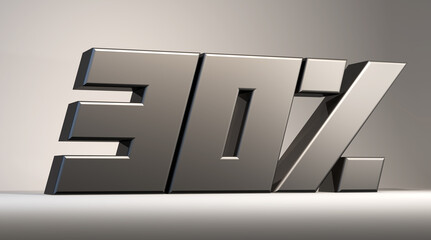 30% modern metal isolatedon background, 3d render illustration