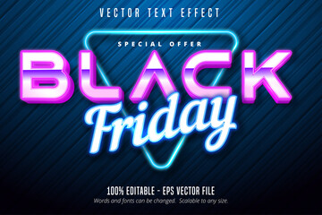 Black friday text, Neon lights signage style editable text effect