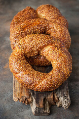 Simit -  traditional Turkish bagel with sesame seed