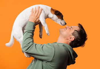 Happy smiling guy with a dog