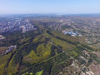 Aerial view of the saburb landscape (drone image). Near Kiev