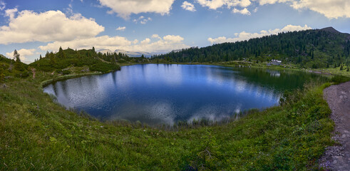 Trekking at Col Bricon lakes in the Dolomites