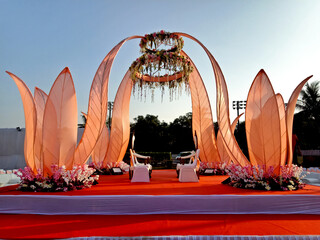 traditional Indian wedding stage at open part plot