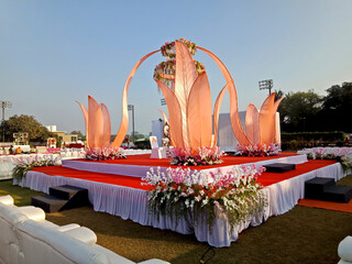 traditional Indian wedding stage at open part plot