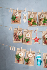 Handmade Advent Calendar for Christmas as countdown to Christmas Eve