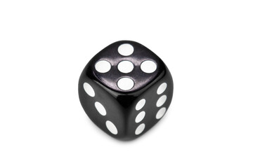 black dice with contrasting dots, isolate on a white background