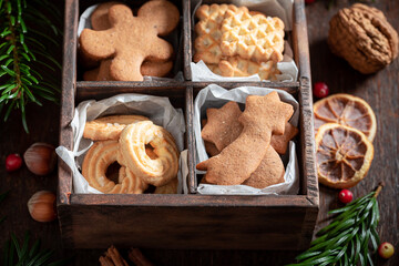 Sweet gingerbread cookies for Christmas as a small snack