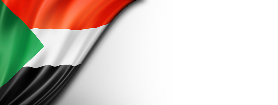 Sudan flag isolated on white banner