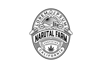 cannabis or Hemp Farm Logo Badge Design