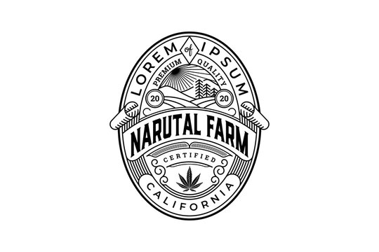 cannabis or Hemp Farm Logo Badge Design
