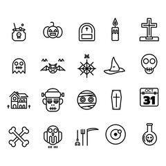 simple set of halloween vector file, such as pumpkin, ghost and Grave.