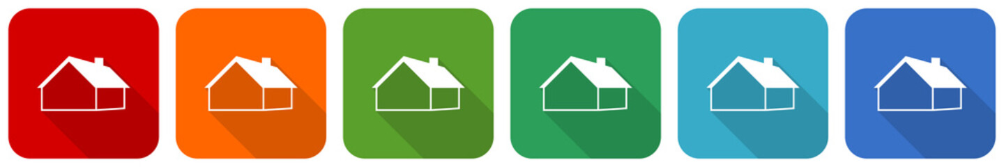 House and real estate concept icon set, flat design vector illustration in 6 colors options for webdesign and mobile applications