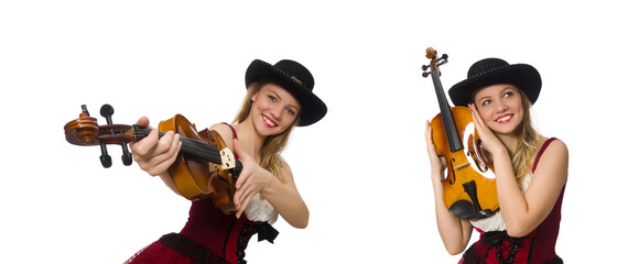 Young violin player isolated on white © Elnur