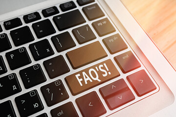 Conceptual hand writing showing Faq. Concept meaning a list of questions and answers relating to a...