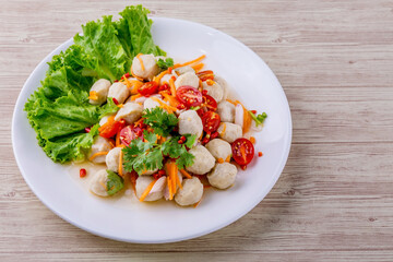 Pork ball spicy salad tasty food