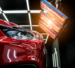 Infrared lamps for drying of car body parts after applying save gloss coating