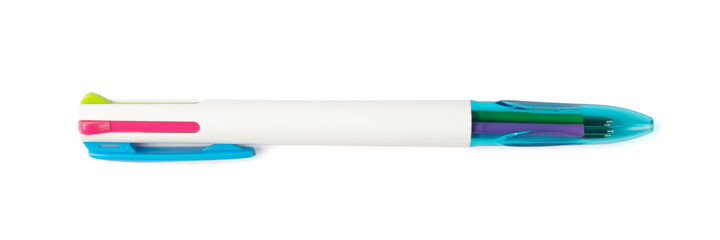 Three-Coloured Ball Pen Isolated on White Background