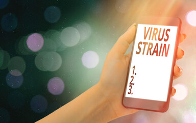Conceptual hand writing showing Virus Strain. Concept meaning Another genetic variant derived from...