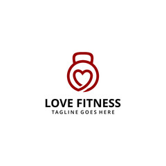 Illustration Kettlebell icon vector design template fitness with heart logo design Icon Vector Silhouette template