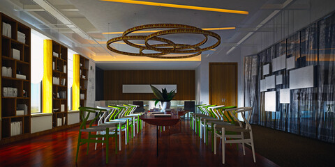 3d render office interior meetin room