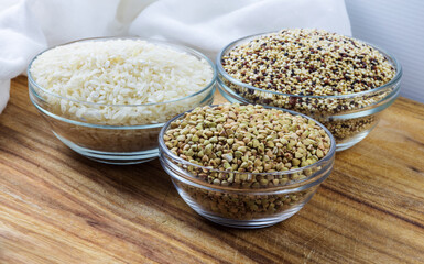 gluten free grains on wooden board