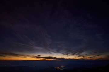 Starry sky from the top of Mount Grappa in Italy while looking for Neowise comet
