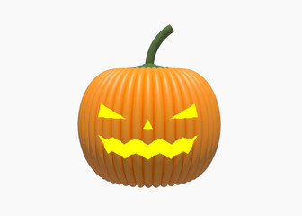 3D Illustration Emotion pumpkin for web design isolated on white background with clipping path - Halloween Concept.