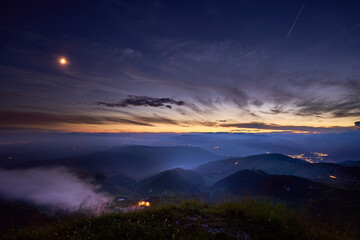 Starry sky from the top of Mount Grappa in Italy while looking for Neowise comet
