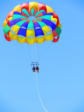 parasailing in the sky