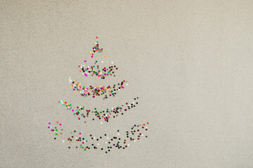 christmas tree made of snowflakes on isolated pastel background with place for text