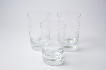 Glass cup with white background