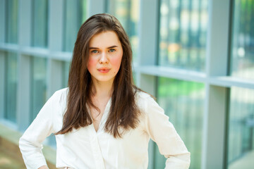 Young beautiful brunette girl, indoor