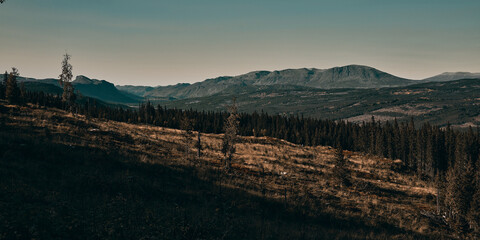 Countryside of Norway. Rural landscape from a different time.  Shot in Hallingdal, Gol. View towards Hemsedal.